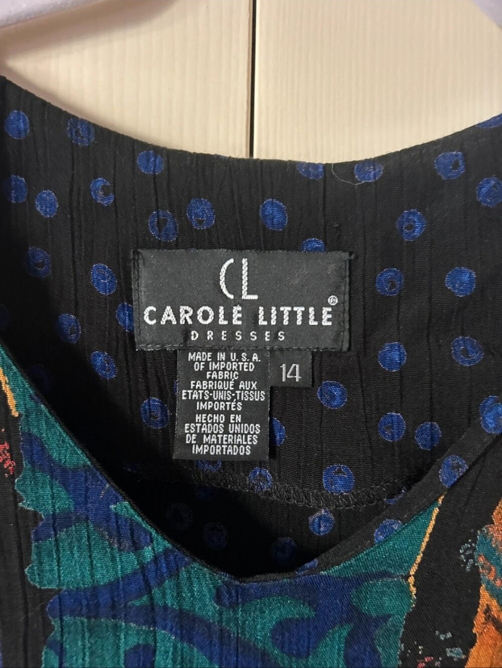 Vintage Carol Little Patterned Short Sleeve Women's Top in Black and Multicolor - Picture 5 of 6